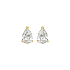 LADIES SOLITAIRE EARRINGS 1 1/2CT PEAR DIAMOND 14K YELLOW GOLD