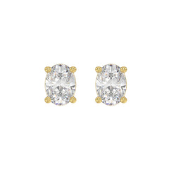 LADIES SOLITAIRE EARRINGS 3CT OVAL DIAMOND 14K YELLOW GOLD (CENTER STONE OVAL DIAMOND 1 1/2CT )