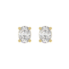 LADIES SOLITAIRE EARRINGS 3CT OVAL DIAMOND 14K YELLOW GOLD (CENTER STONE OVAL DIAMOND 1 1/2CT )