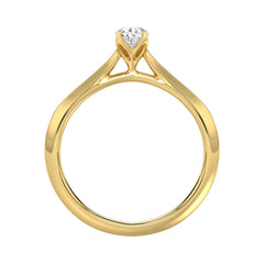 LADIES SOLITAIRE RING 1/2CT PEAR DIAMOND 14K YELLOW GOLD