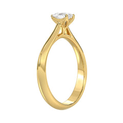 LADIES SOLITAIRE RING 1/2CT PEAR DIAMOND 14K YELLOW GOLD