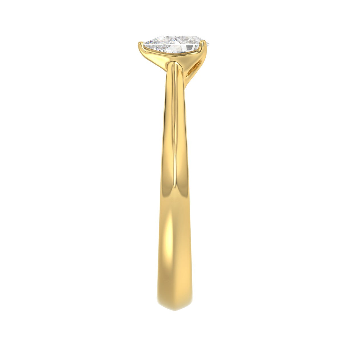 LADIES SOLITAIRE RING 1/2CT PEAR DIAMOND 14K YELLOW GOLD