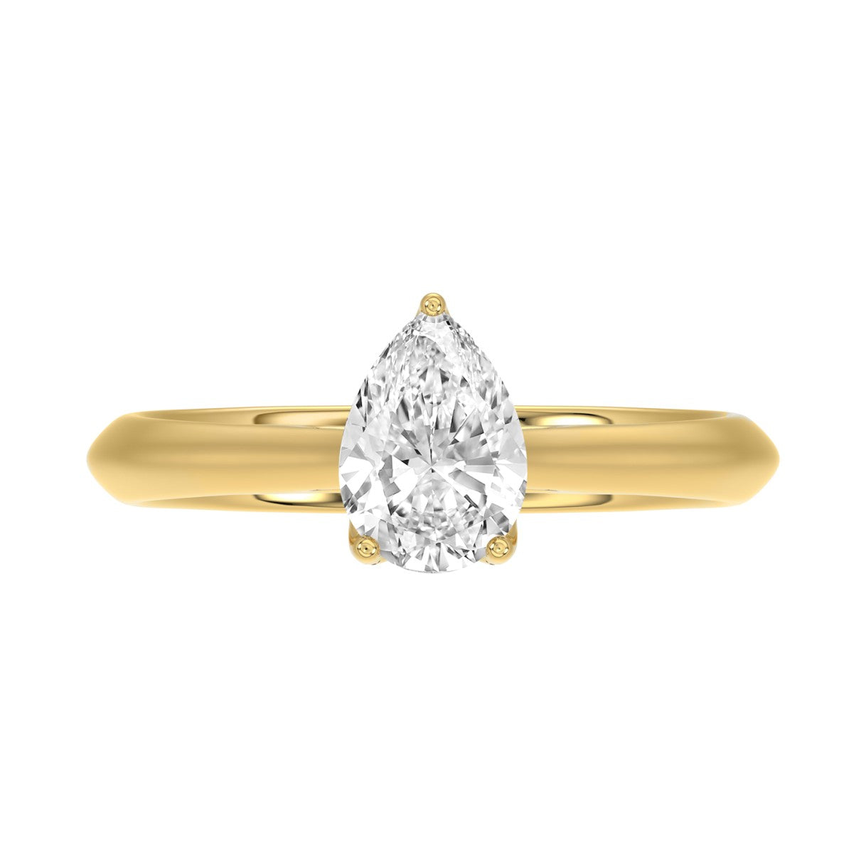 LADIES SOLITAIRE RING 1CT PEAR DIAMOND 14K YELLOW GOLD