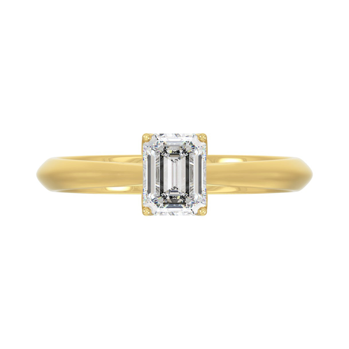 LADIES SOLITAIRE RING 1CT EMERALD DIAMOND 14K YELLOW GOLD