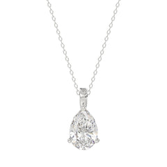 LADIES SOLITAIRE PENDANT WITH CHAIN 2CT PEAR DIAMOND 14K WHITE GOLD