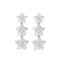 14K WHITE GOLD 3CT ROUND DIAMOND LADIES LINEAR EARRINGS 