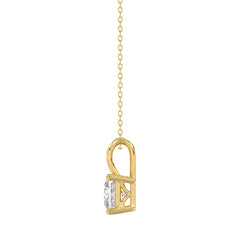 LADIES SOLITAIRE PENDANT WITH CHAIN 1CT PRINCESS DIAMOND 14K YELLOW GOLD