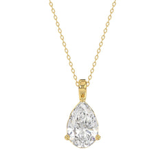 LADIES SOLITAIRE PENDANT 3CT PEAR DIAMOND 14K YELLOW GOLD 