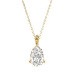 LADIES SOLITAIRE PENDANT 3CT PEAR DIAMOND 14K YELLOW GOLD 