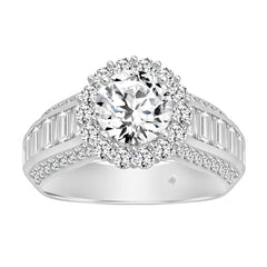 LADIES RING 3 3/4CT ROUND/EMERALD DIAMOND 14K WHITE GOLD (CENTER STONE ROUND DIAMOND 1 1/2CT )