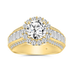 LADIES RING 3 3/4CT ROUND/BAGUETTE DIAMOND 14K YELLOW GOLD (CENTER STONE ROUND DIAMOND 1 1/2CT )