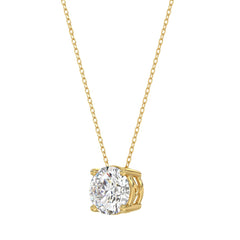 14K YELLOW GOLD 1.00CT ROUND DIAMOND LADIES SOLITAIRE PENDANT WITH UNDER-PASS CHAIN (CENTER STONE ROUND DIAMOND 1CT)