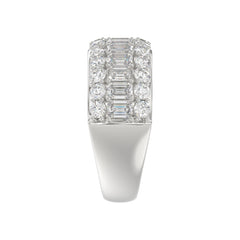 14K WHITE GOLD 2 1/2CT ROUND/EMERALD DIAMOND LADIES BAND