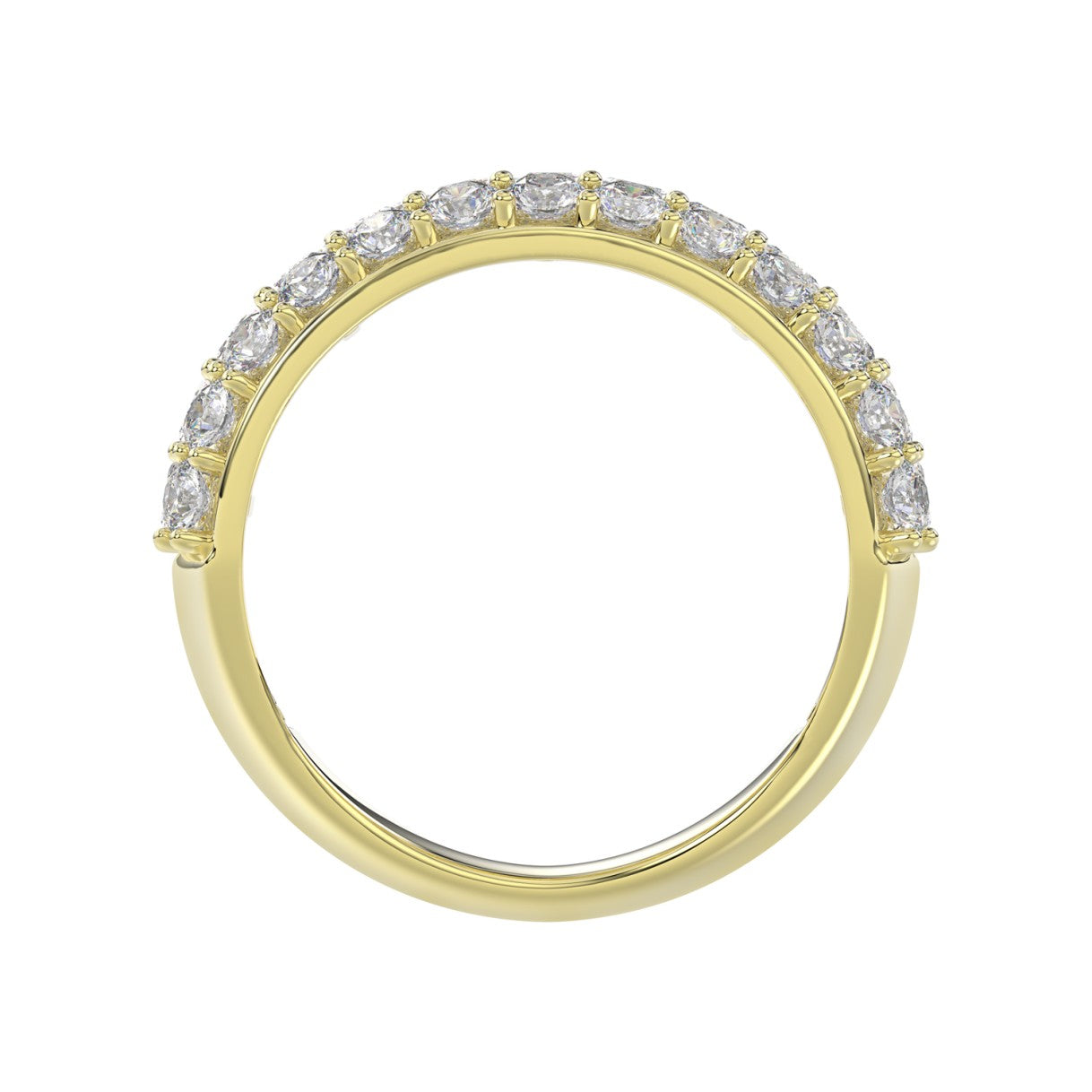 14K YELLOW GOLD 2 1/2CT ROUND/EMERALD DIAMOND LADIES BAND