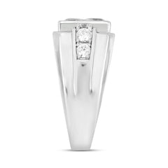 MEN'S RING 2 3/4CT ROUND/PRINCESS DIAMOND 14K WHITE GOLD