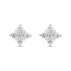 14K WHITE GOLD 1 1/2CT ROUND DIAMOND LADIES EARRINGS 