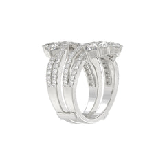 LADIES WRAP RING 2 1/2CT ROUND/PRINCESS/PEAR DIAMOND 14K WHITE GOLD