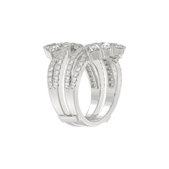 LADIES WRAP RING 2 1/2CT ROUND/PRINCESS/PEAR DIAMOND 14K WHITE GOLD