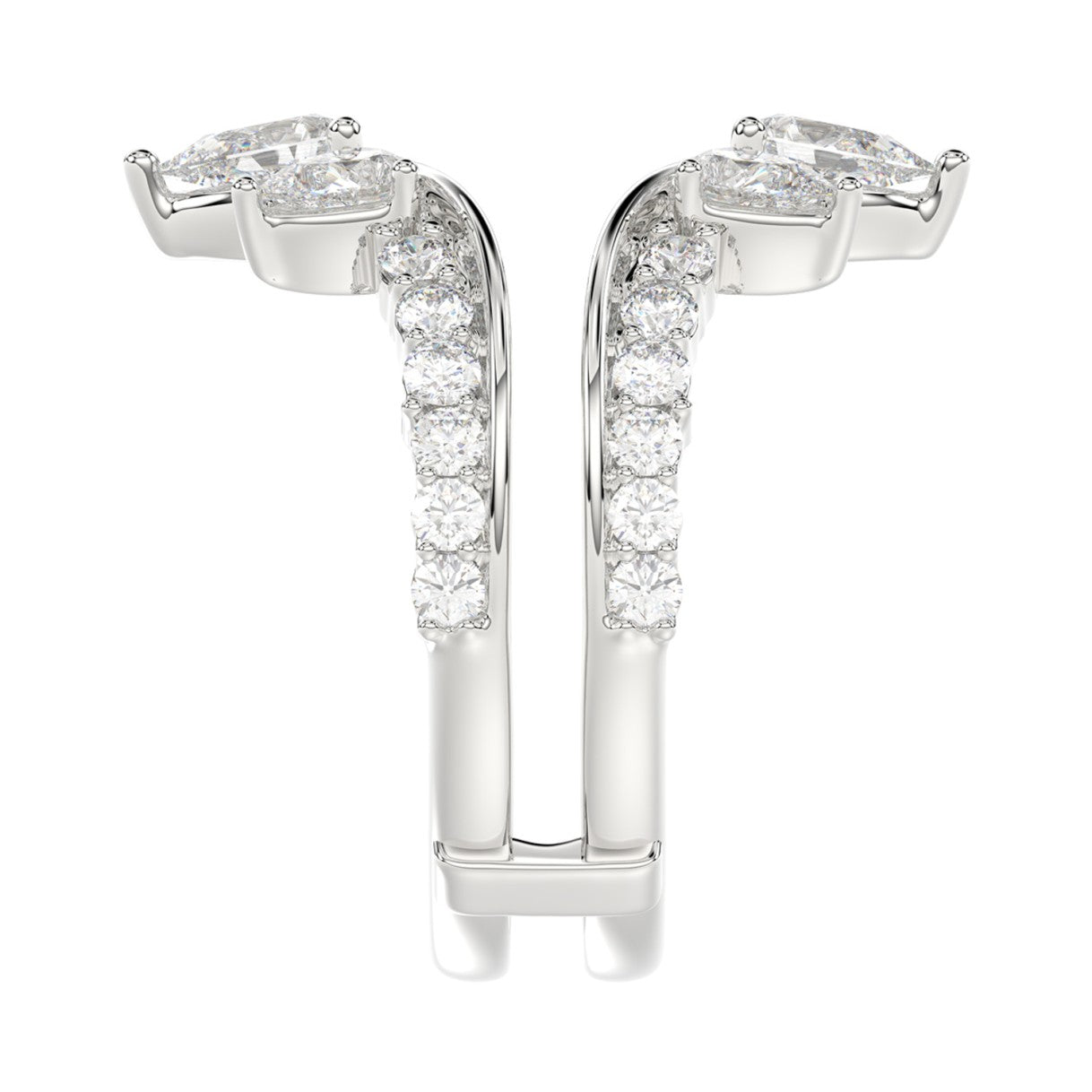 LADIES ENHANCERS RING 1 3/4CT ROUND/PEAR/DIAMOND 14K WHITE GOLD