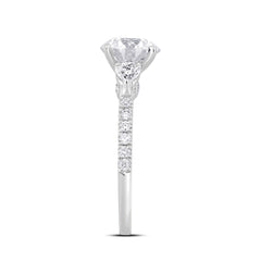 14K WHITE GOLD 2 3/4CT ROUND/PEAR DIAMOND LADIES RING (CENTER STONE ROUND DIAMOND 2CT )