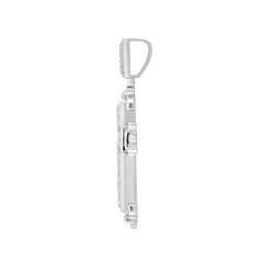 MEN'S CHARM PENDANT 3CT ROUND/EMERALD DIAMOND 14K WHITE GOLD