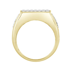 MEN'S RING 1CT ROUND DIAMOND 14K YELLOW GOLD