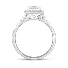 LADIES RING 1 1/2CT ROUND/PRINCESS DIAMOND 14K WHITE GOLD (CENTER STONE PRINCESS DIAMOND 1CT)