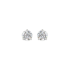 14K WHITE GOLD 1CT ROUND DIAMOND LADIES SOLITAIRE EARRINGS 