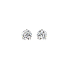 14K WHITE GOLD 1CT ROUND DIAMOND LADIES SOLITAIRE EARRINGS 