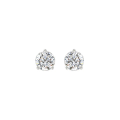 LADIES SOLITAIRE EARRINGS 1 1/2CT ROUND DIAMOND 14K WHITE GOLD 