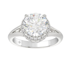 LADIES RING 3 3/8CT ROUND DIAMOND 14K WHITE GOLD (CENTER STONE ROUND DIAMOND 3CT )