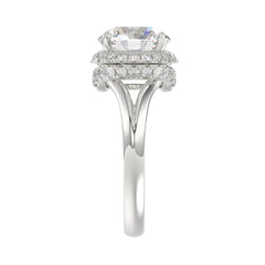 LADIES RING 3 3/8CT ROUND DIAMOND 14K WHITE GOLD (CENTER STONE ROUND DIAMOND 3CT )