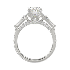 LADIES RING 3 1/2CT ROUND/HALF MOON/OVAL/TAPER BAGUETTE DIAMOND 14K WHITE GOLD (CENTER STONE OVAL DIAMOND 2CT )