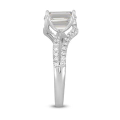 LADIES RING 2CT ROUND/EMERALD DIAMOND 14K WHITE GOLD (CENTER STONE EMERALD DIAMOND 1 1/2CT )