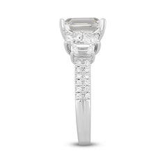 LADIES RING 5CT ROUND/PRINCESS/EMERALD DIAMOND 14K WHITE GOLD (CENTER STONE EMERALD DIAMOND 3CT )