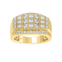 MEN'S RING 2.00CT ROUND DIAMOND 14K YELLOW GOLD 
