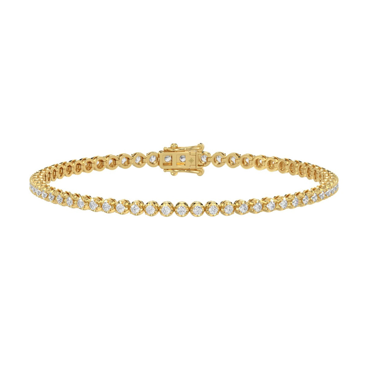 MENS BRACELET 2 1/2CT ROUND DIAMOND 14K YELLOW GOLD 