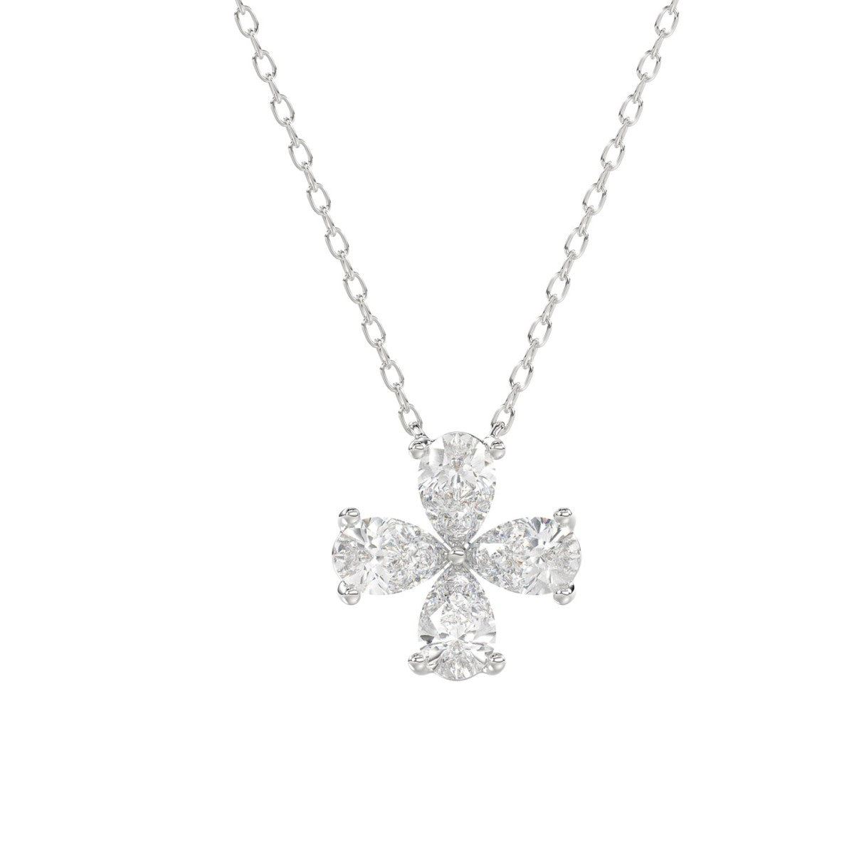 LADIES NECKLACE 1CT PEAR DIAMOND 14K WHITE GOLD
