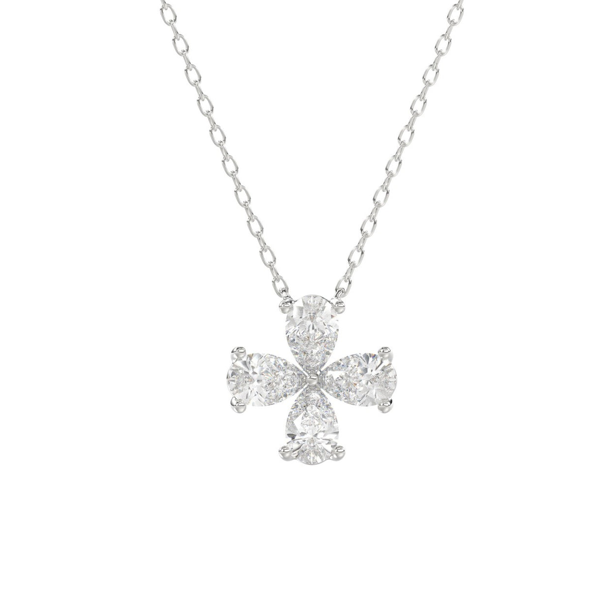 LADIES NECKLACE 1CT PEAR DIAMOND 14K WHITE GOLD