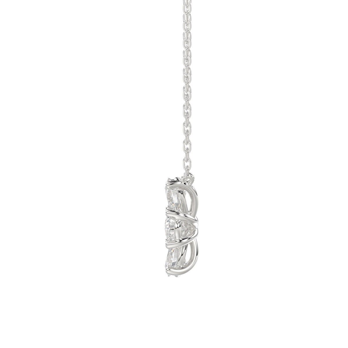 LADIES NECKLACE 1CT PEAR DIAMOND 14K WHITE GOLD