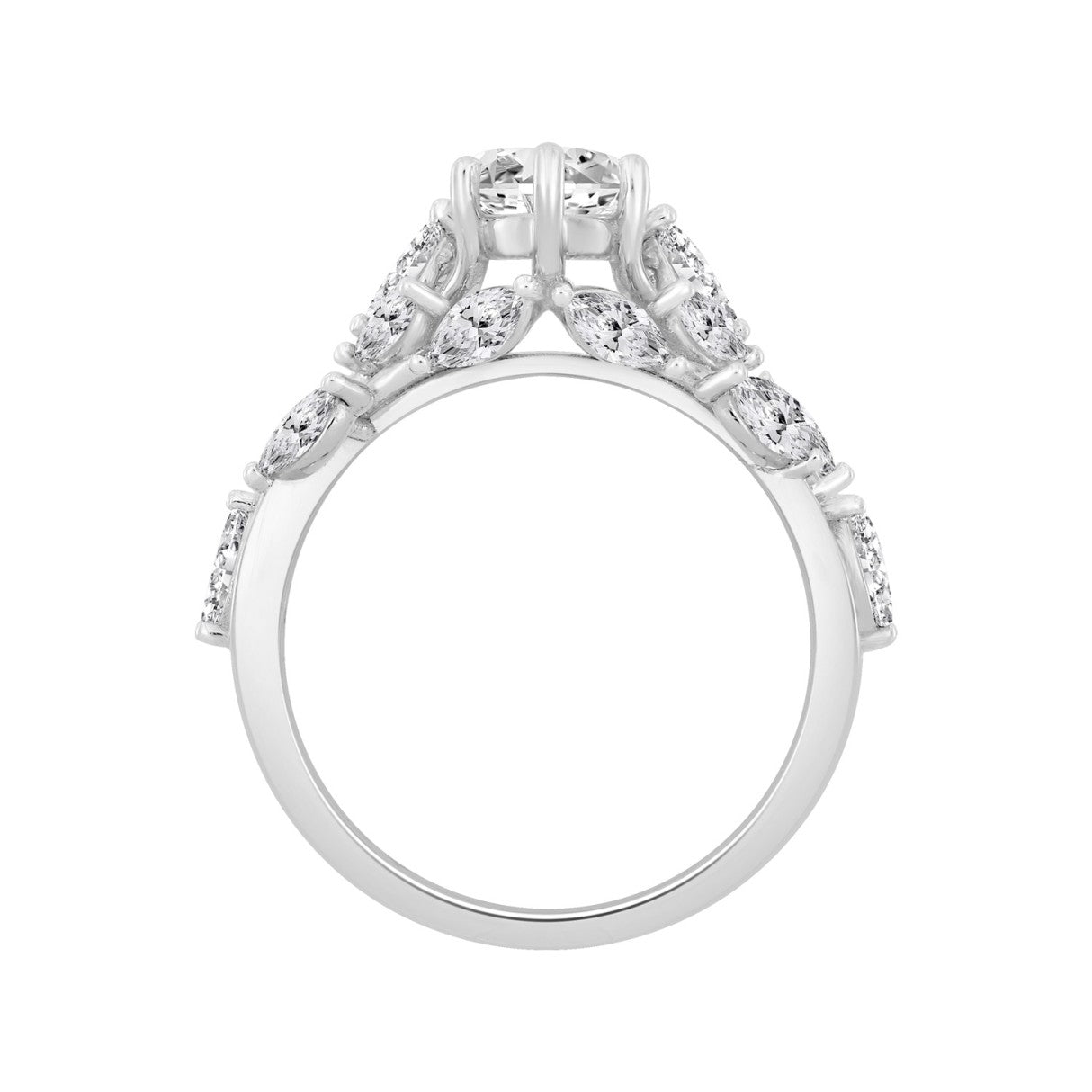 14K WHITE GOLD 3 5/8CT MARQUISE DIAMOND LADIES RING (CENTER STONE MARQUISE DIAMOND 2.00CT)