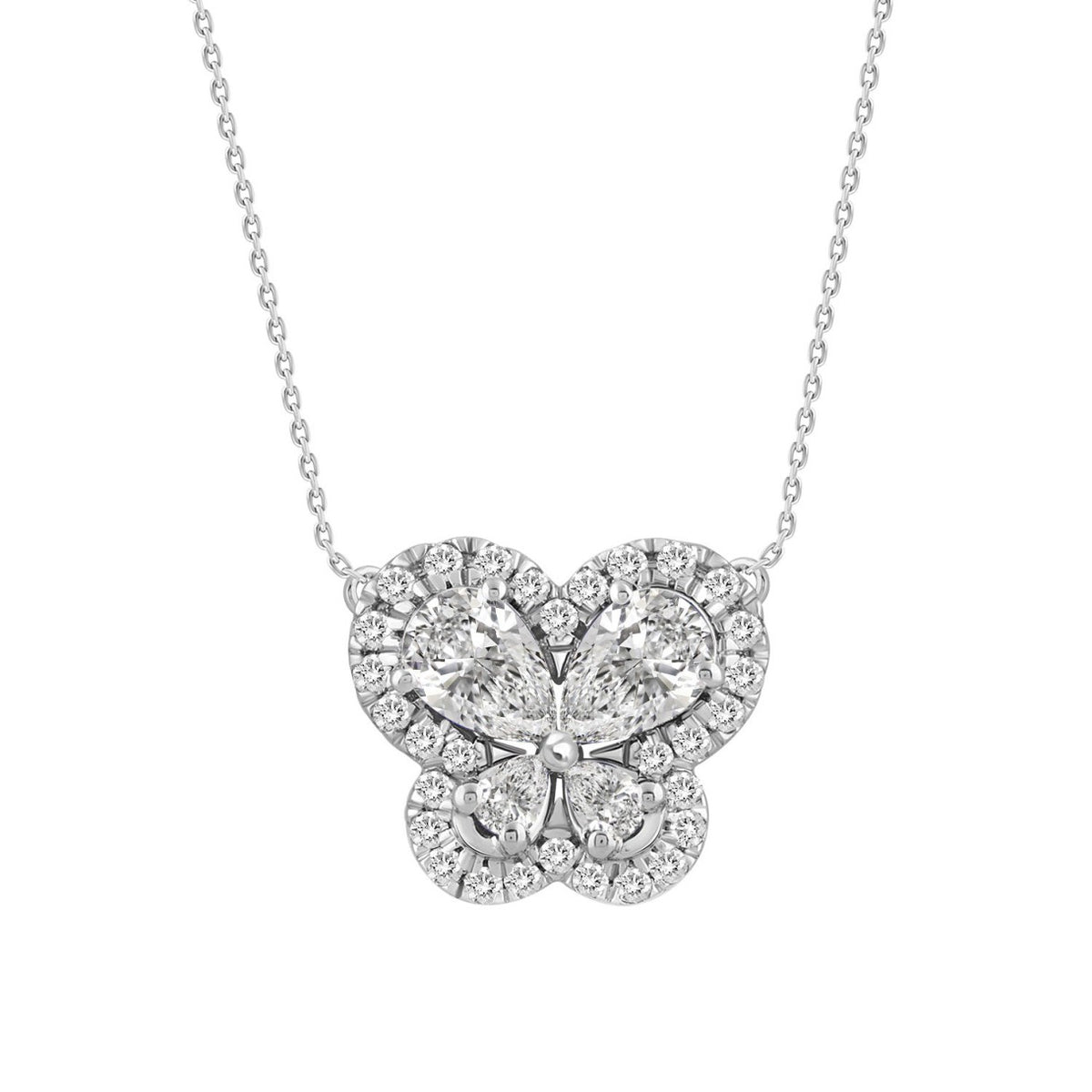 14K WHITE GOLD 1.00CT ROUND/PEAR DIAMOND LADIES PENDANT