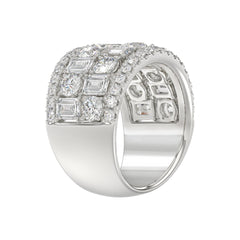 14K WHITE GOLD 5.00CT ROUND/EMERALD DIAMOND LADIES BAND