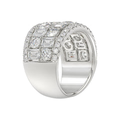 14K WHITE GOLD 5.00CT ROUND/EMERALD DIAMOND LADIES BAND