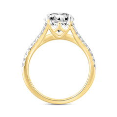 LADIES RING 3 1/2CT ROUND/PRINCESS DIAMOND 14K YELLOW GOLD (CENTER STONE ROUND DIAMOND 2CT )