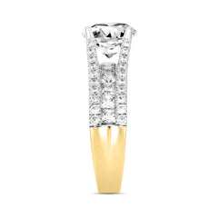 LADIES RING 3 1/2CT ROUND/PRINCESS DIAMOND 14K YELLOW GOLD (CENTER STONE ROUND DIAMOND 2CT )