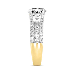 LADIES RING 3 1/2CT ROUND DIAMOND 14K YELLOW GOLD (CENTER STONE ROUND DIAMOND 2CT )