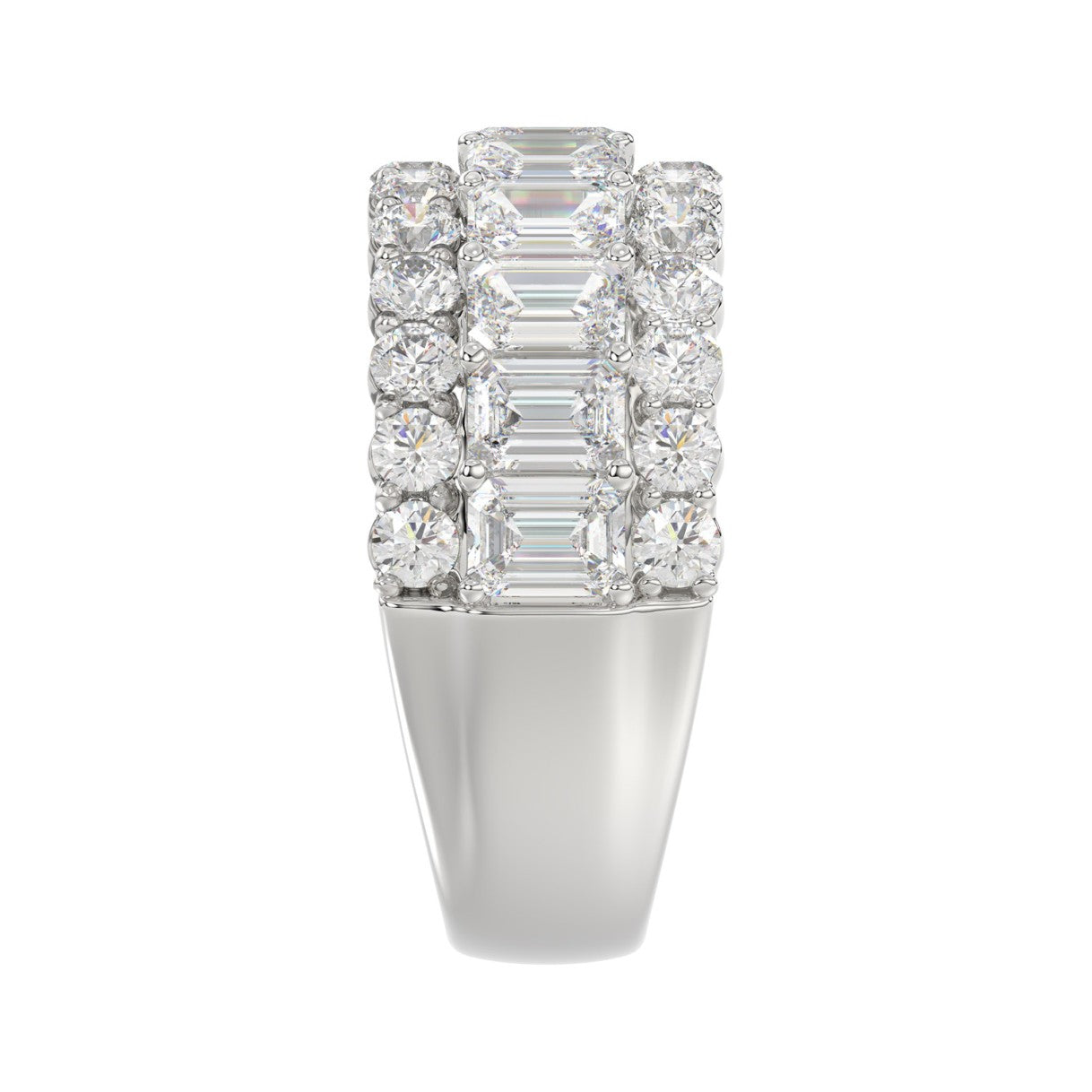 LADIES BAND 3 1/2CT ROUND/EMERALD DIAMOND 14K WHITE GOLD