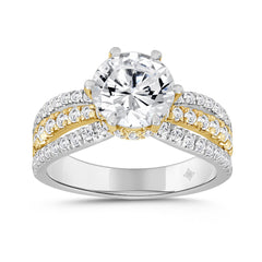 LADIES RING 2 3/4 CT ROUND DIAMOND 14K WHITE/YELLOW GOLD (CENTER STONE ROUND DIAMOND 2CT )