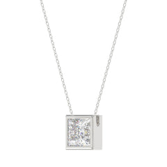 LADIES SOLITAIRE PENDANT 1CT PRINCESS DIAMOND 14K WHITE GOLD WITH CHAIN